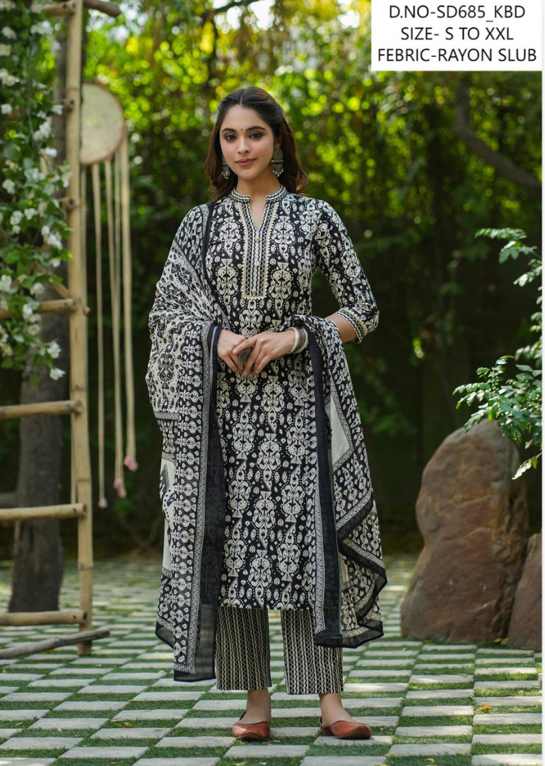 Black Kurta set three piece