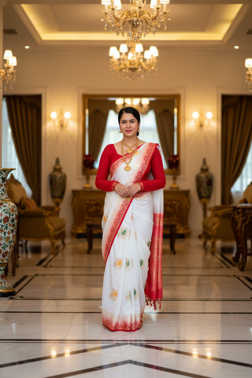 White Dolasilk saree