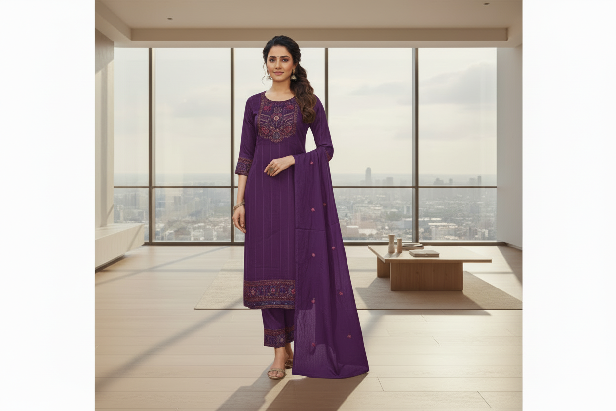 Purple Kurta  Set